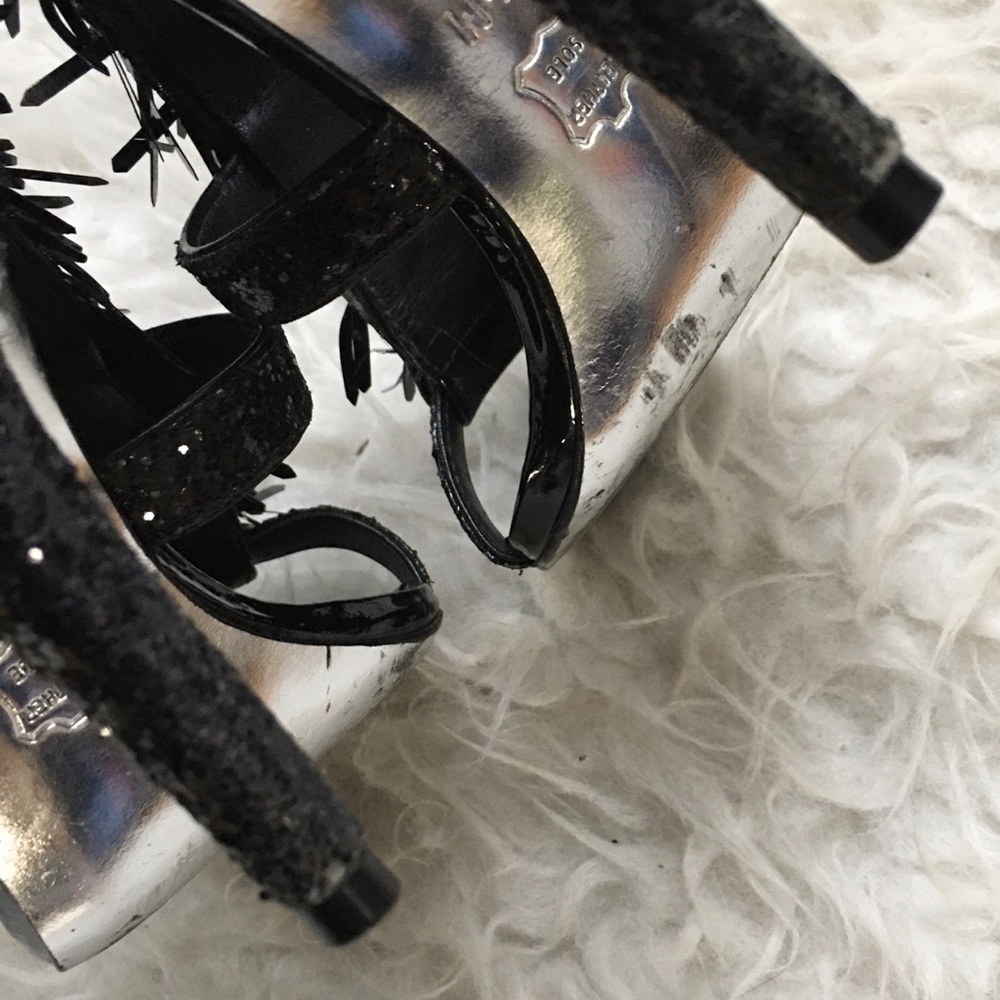 Tory Burch Black Evelyn Sequin Fringe Heels - Picture 6 of 6